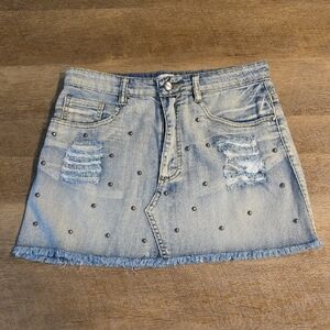 Forever 21-Denim Studded Mini Skirt.